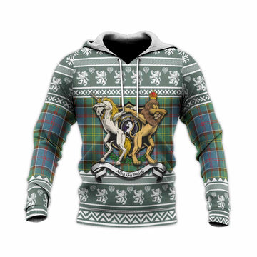 Colville Clan Tartan Crest Christmas Knitted Hoodie Coat of Arms Funny Style