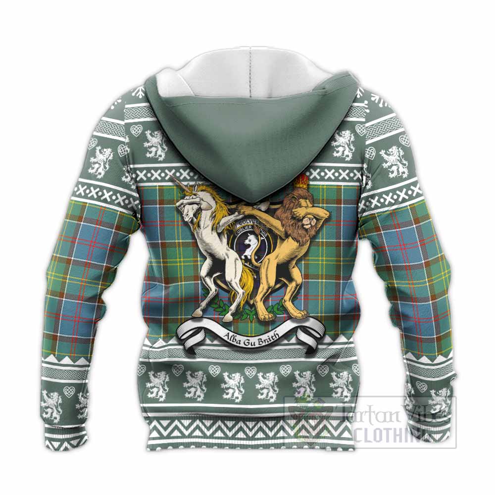 Colville Clan Tartan Crest Christmas Knitted Hoodie Coat of Arms Funny Style - Tartan Vibes Clothing