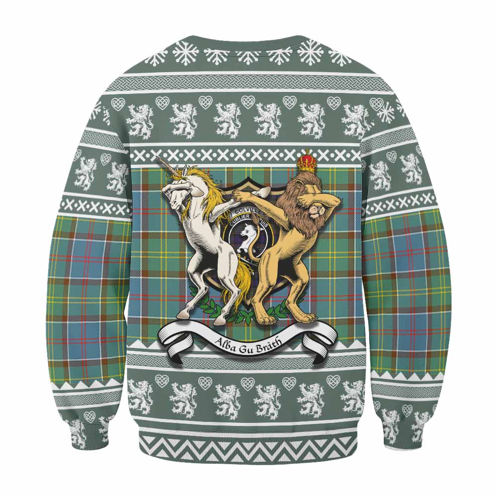 Colville Clan Tartan Crest Christmas Sweatshirt Coat of Arms Funny Style - Tartan Vibes Clothing