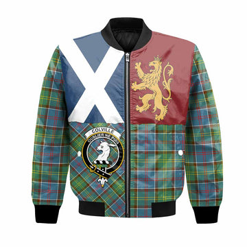 Colville Crest Tartan Bomber Jacket with Lion Rampant Saltire Style