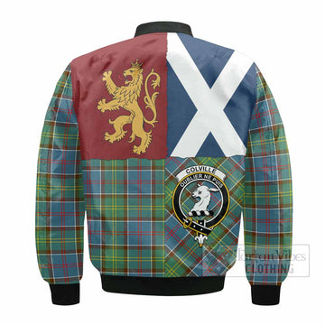 Colville Crest Tartan Bomber Jacket with Lion Rampant Saltire Style