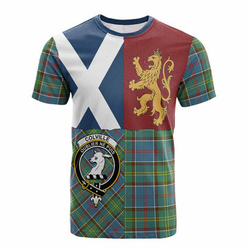 Colville Crest Tartan Cotton T-shirt with Lion Rampant Saltire Style