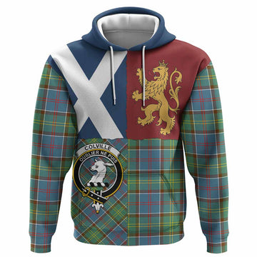Colville Crest Tartan Hoodie with Lion Rampant Saltire Style