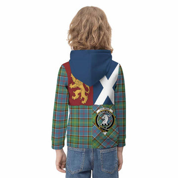 Colville Crest Tartan Kid Hoodie with Lion Rampant Saltire Style - Tartan Vibes Clothing