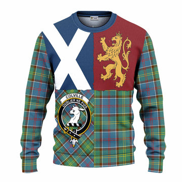 Colville Crest Tartan Knitted Sweater with Lion Rampant Saltire Style