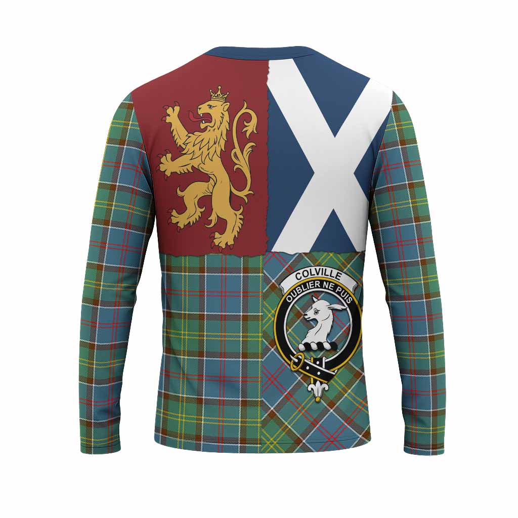 Colville Crest Tartan Long Sleeve T-Shirt with Lion Rampant Saltire Style