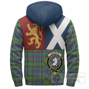 Colville Crest Tartan Sherpa Hoodie with Lion Rampant Saltire Style
