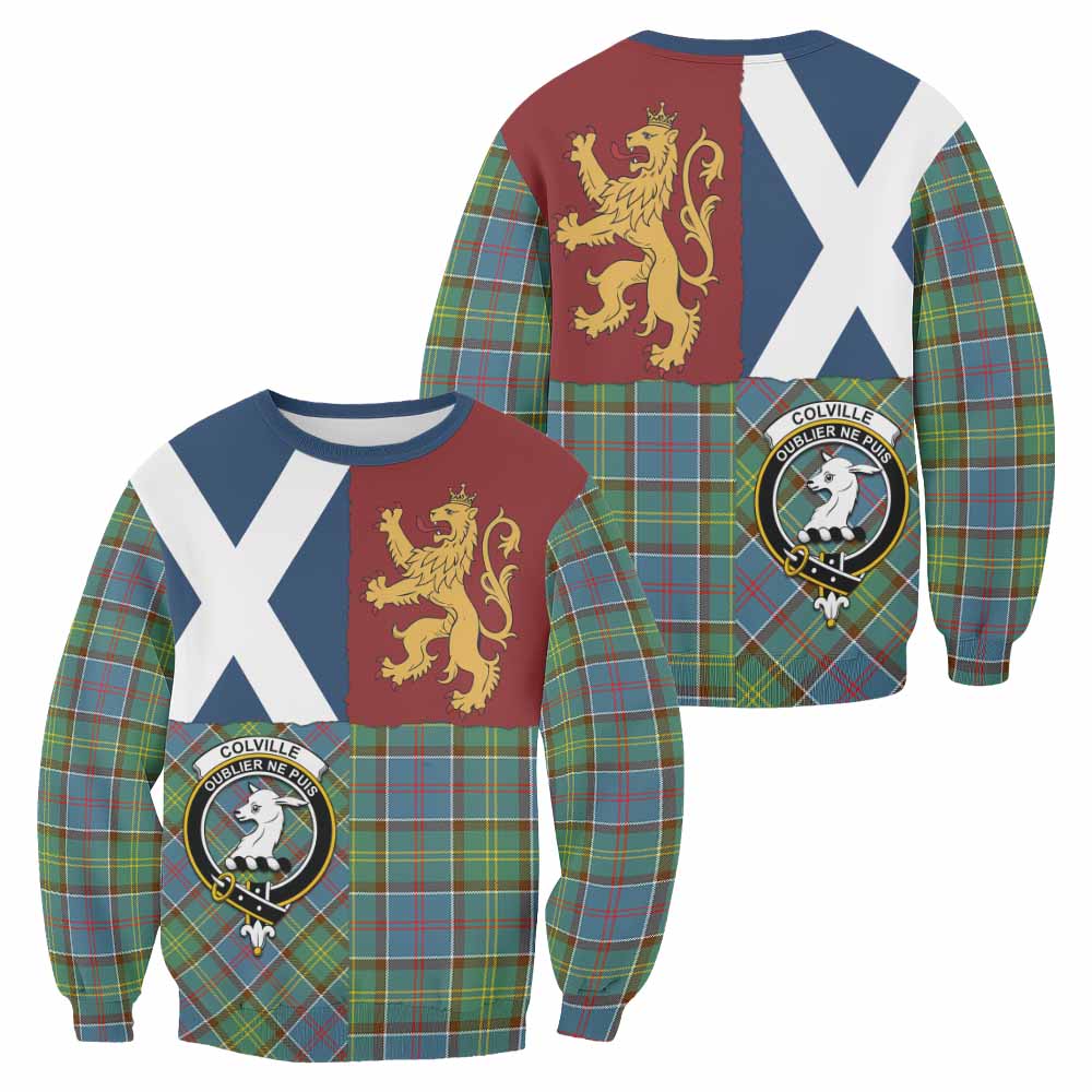Colville Crest Tartan Sweatshirt with Lion Rampant Saltire Style