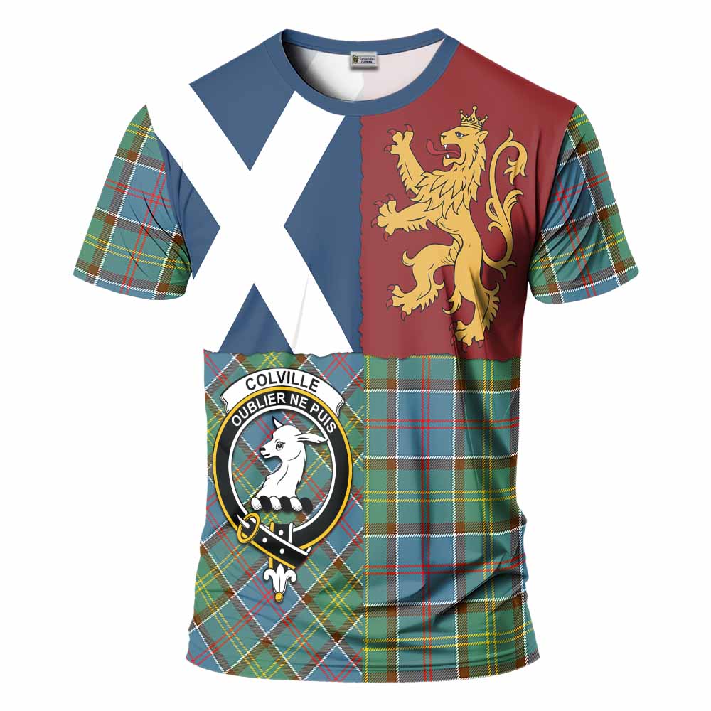 Colville Crest Tartan T-Shirt with Lion Rampant Saltire Style