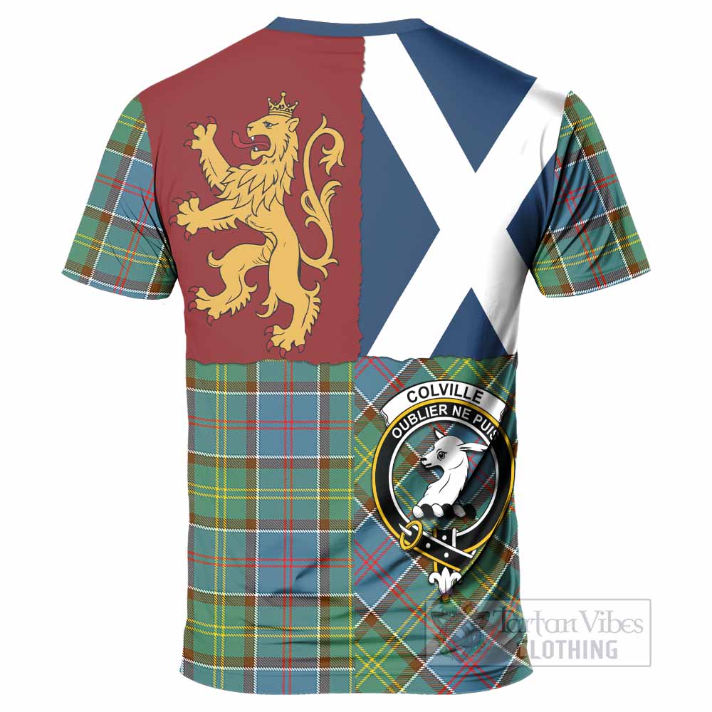Colville Crest Tartan T-Shirt with Lion Rampant Saltire Style