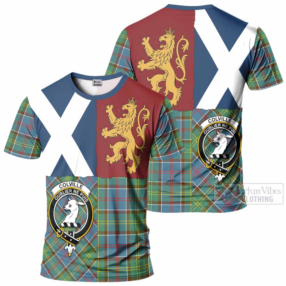 Colville Crest Tartan T-Shirt with Lion Rampant Saltire Style