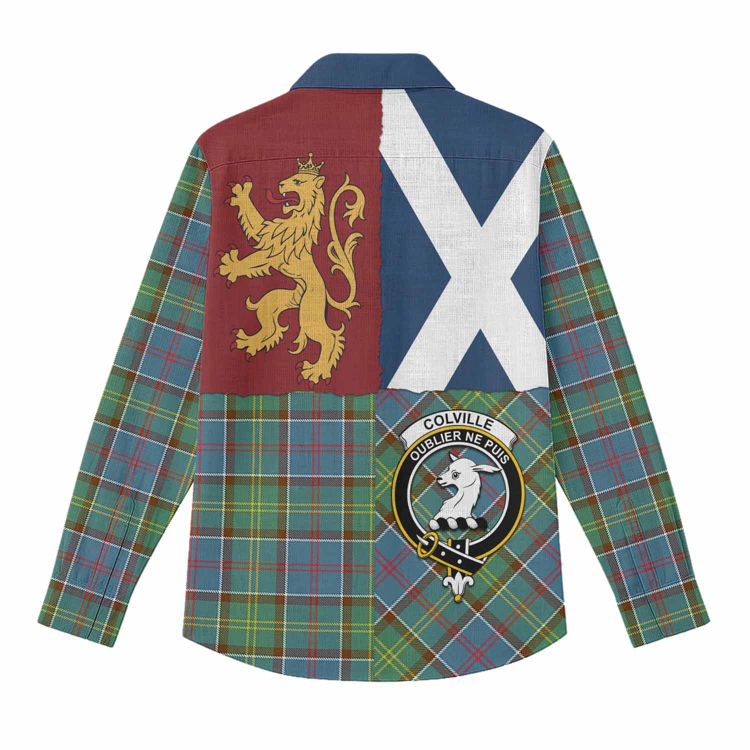 Colville Crest Tartan Women Casual Shirt with Lion Rampant Saltire Style