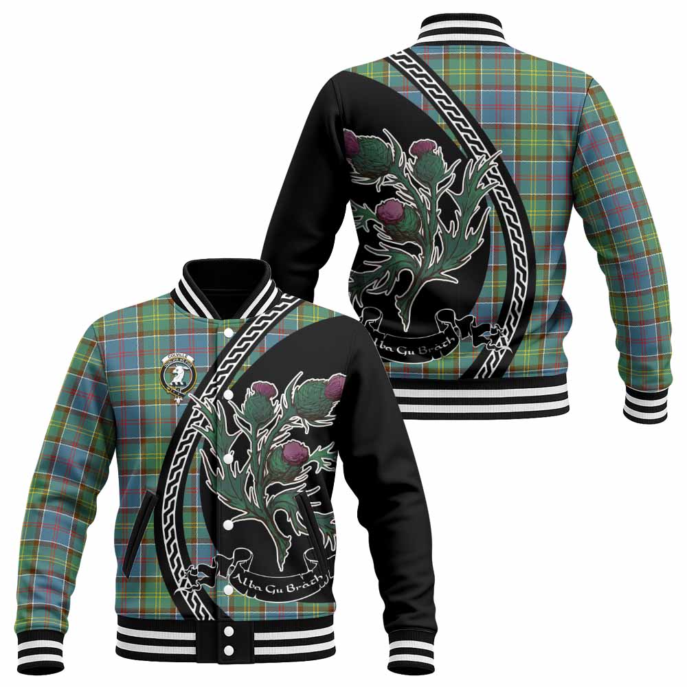 Colville Family Crest Tartan Baseball Jacket Alba Thistle Inspired - Tartan Vibes Clothing