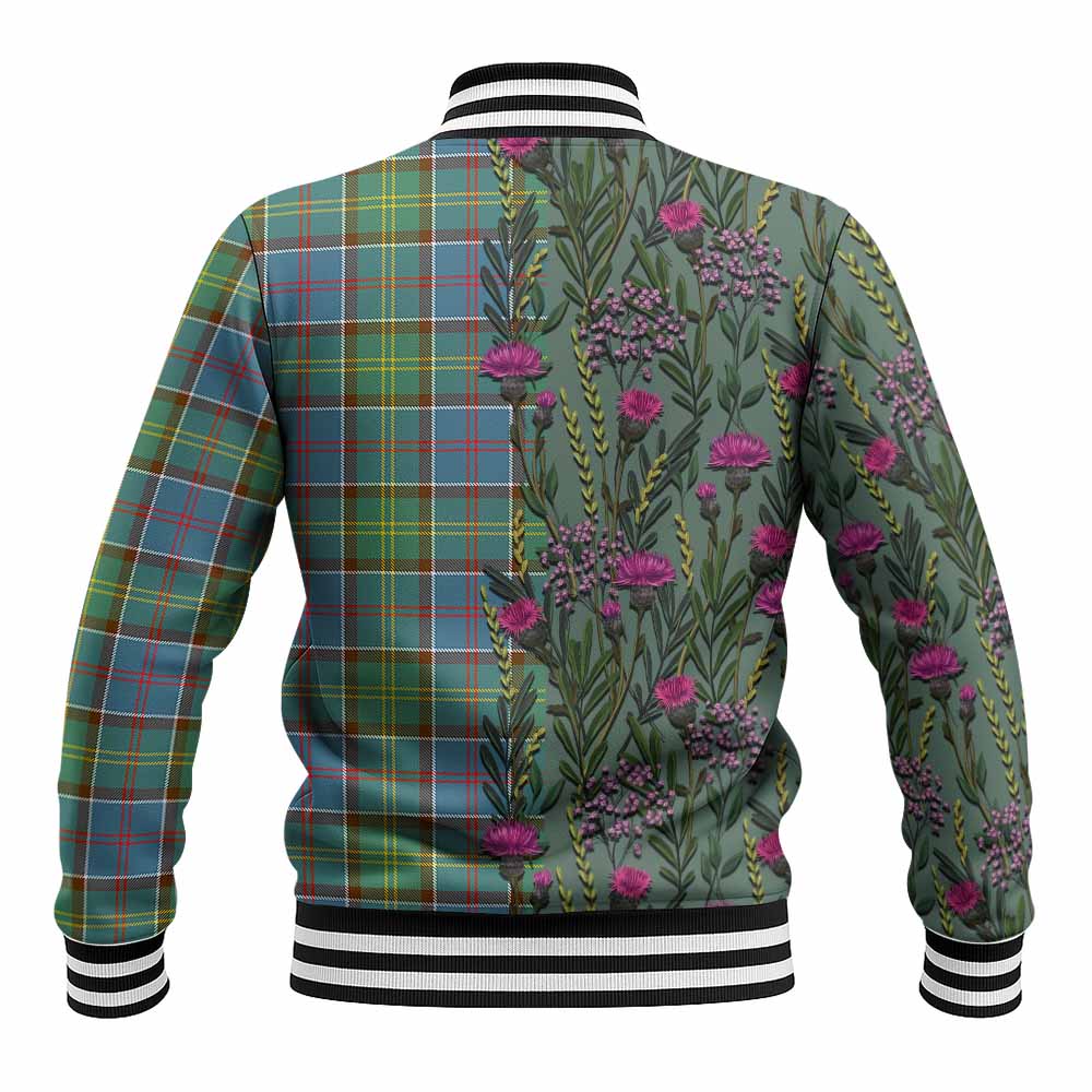 Colville Family Crest Tartan Baseball Jacket Scottish Thistle Flower Pattern Half Style - Tartan Vibes Clothing