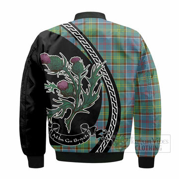 Colville Family Crest Tartan Bomber Jacket Alba Thistle Inspired