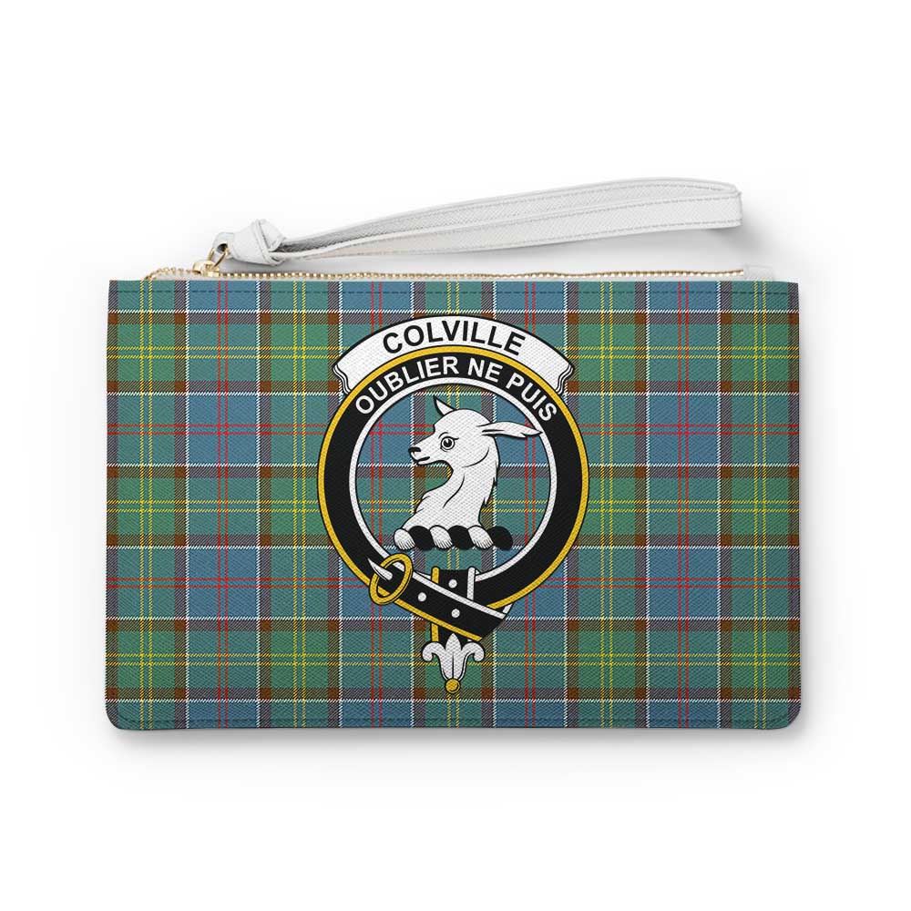 Tartan Vibes Clothing Colville Family Crest Tartan Clutch Bag