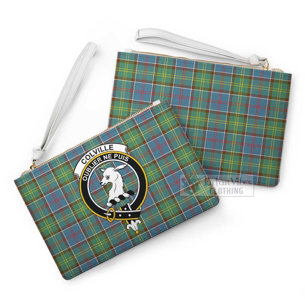 Tartan Vibes Clothing Colville Family Crest Tartan Clutch Bag