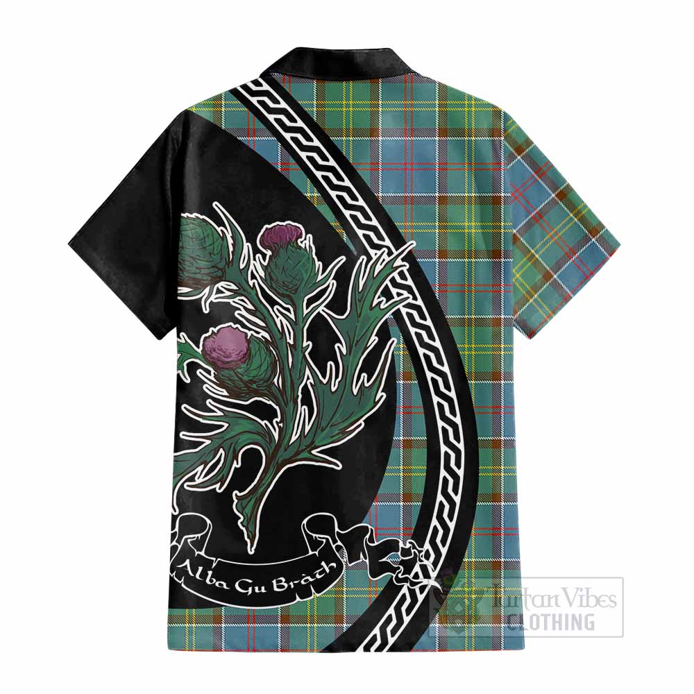 Colville Family Crest Tartan Cotton Hawaiian Shirt Alba Thistle Inspired - Tartan Vibes Clothing