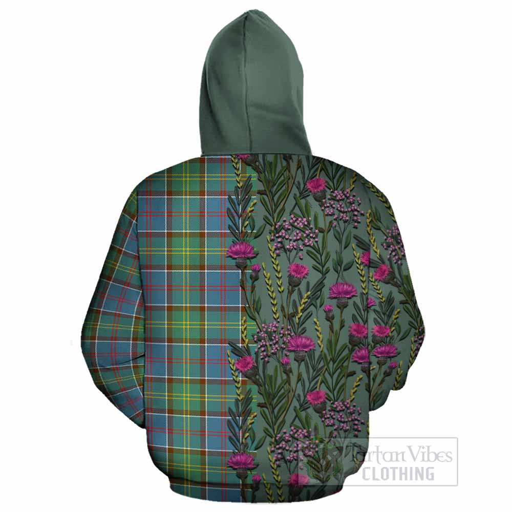 Colville Family Crest Tartan Cotton Hoodie Scottish Thistle Flower Pattern Half Style - Tartan Vibes Clothing