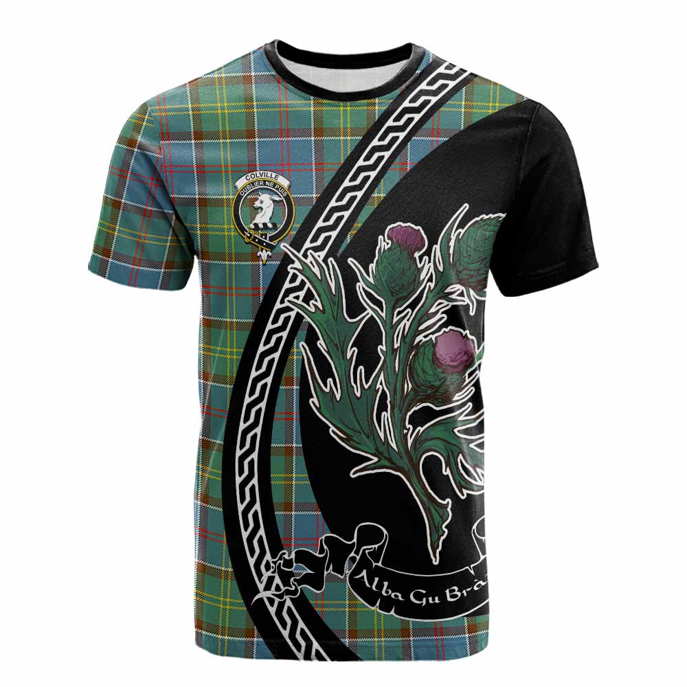 Colville Family Crest Tartan Cotton T-shirt Alba Thistle Inspired - Tartan Vibes Clothing