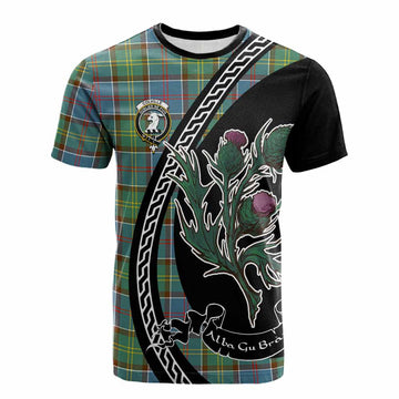 Colville Family Crest Tartan Cotton T-shirt Alba Thistle Inspired