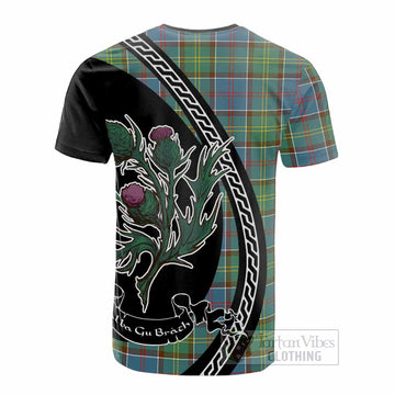 Colville Family Crest Tartan Cotton T-shirt Alba Thistle Inspired
