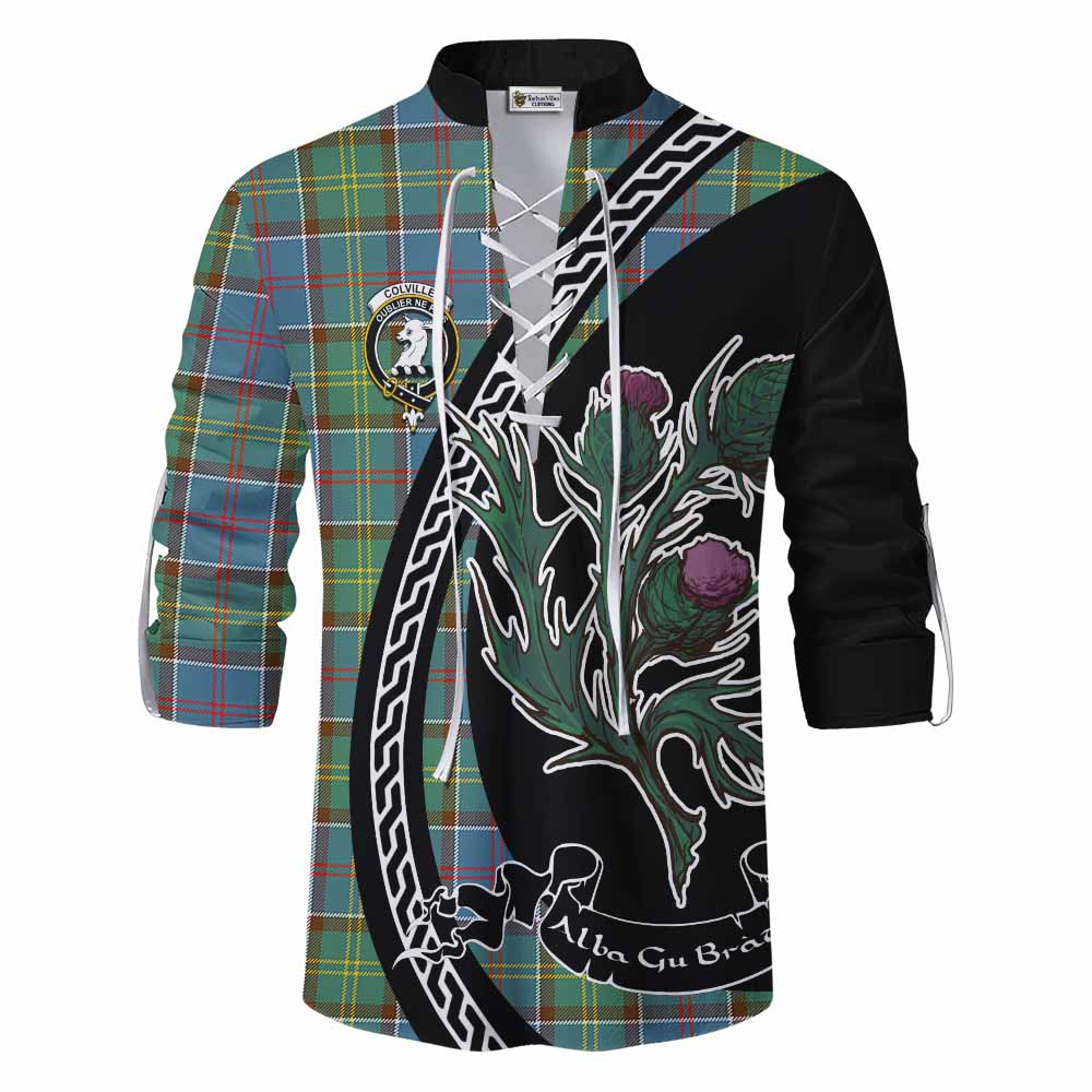 Colville Family Crest Tartan Ghillie Shirt Alba Thistle Inspired - Tartan Vibes Clothing