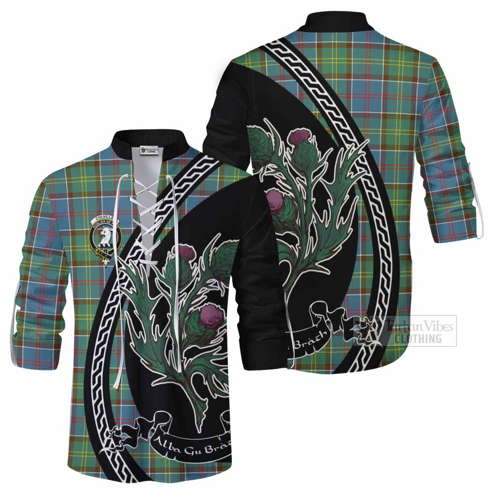 Colville Family Crest Tartan Ghillie Shirt Alba Thistle Inspired - Tartan Vibes Clothing