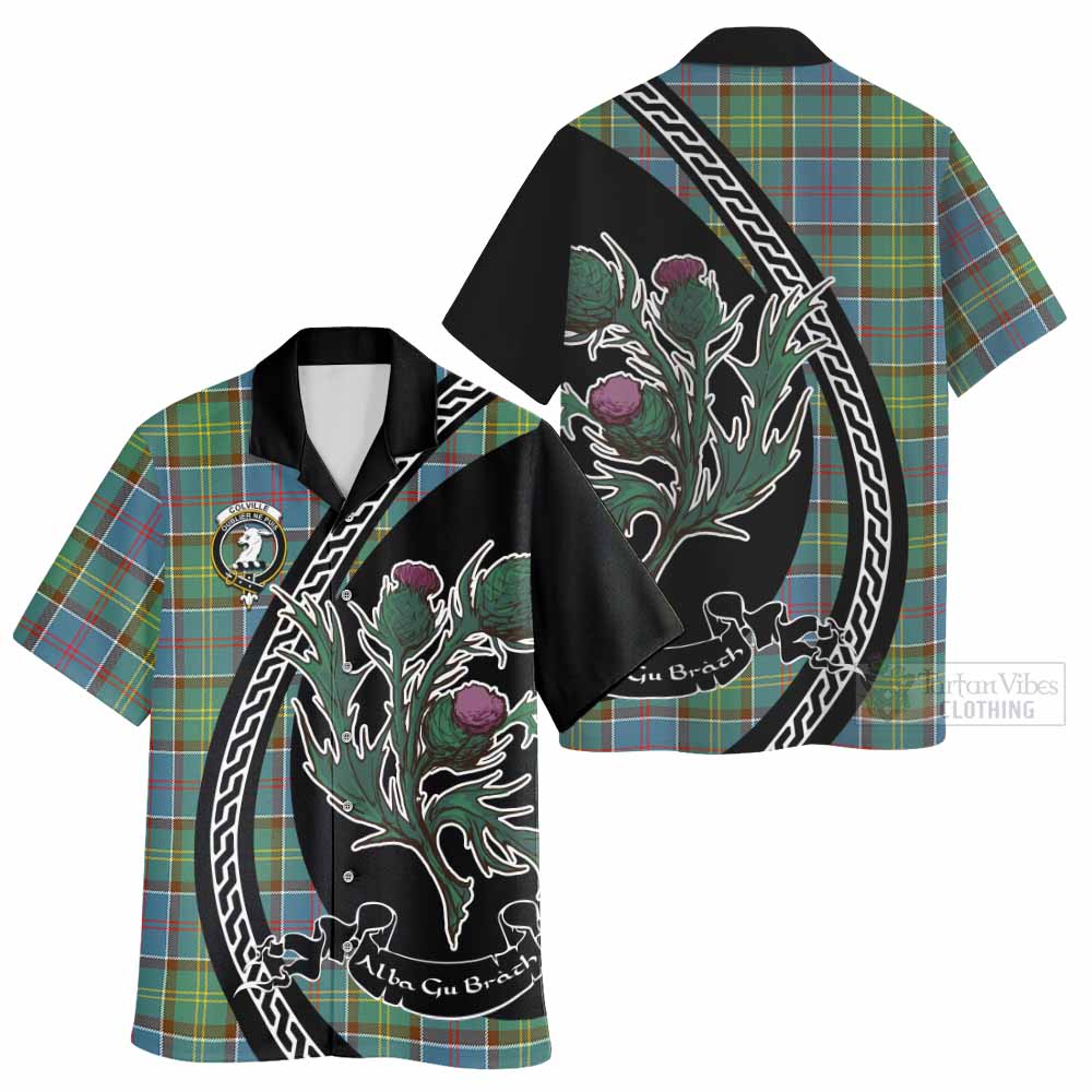Colville Family Crest Tartan Hawaiian Shirt Alba Thistle Inspired - Tartan Vibes Clothing