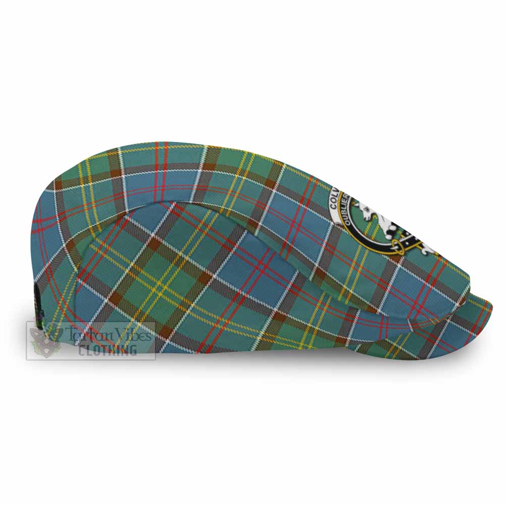 Colville Family Crest Tartan Jeff Cap, Tartan Flat Cap