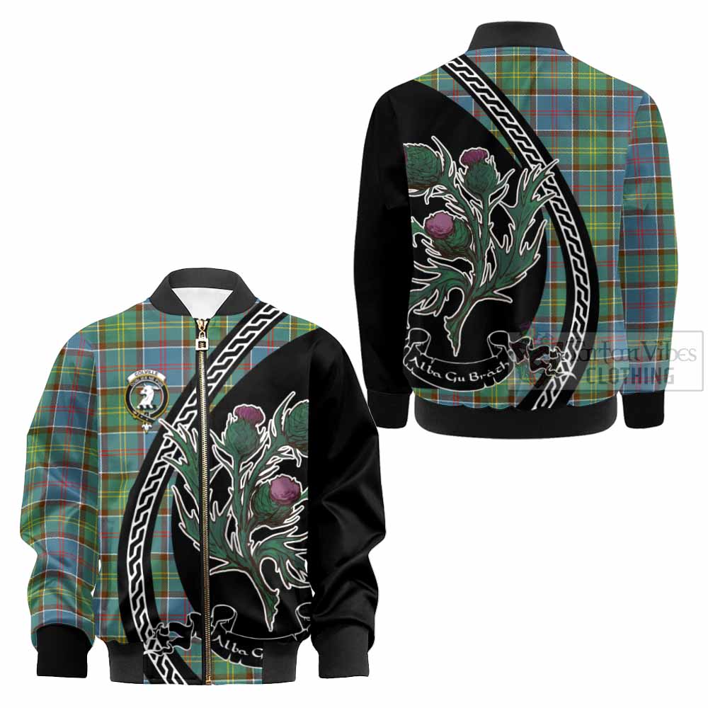 Colville Family Crest Tartan Kid Bomber Jacket Alba Thistle Inspired - Tartan Vibes Clothing