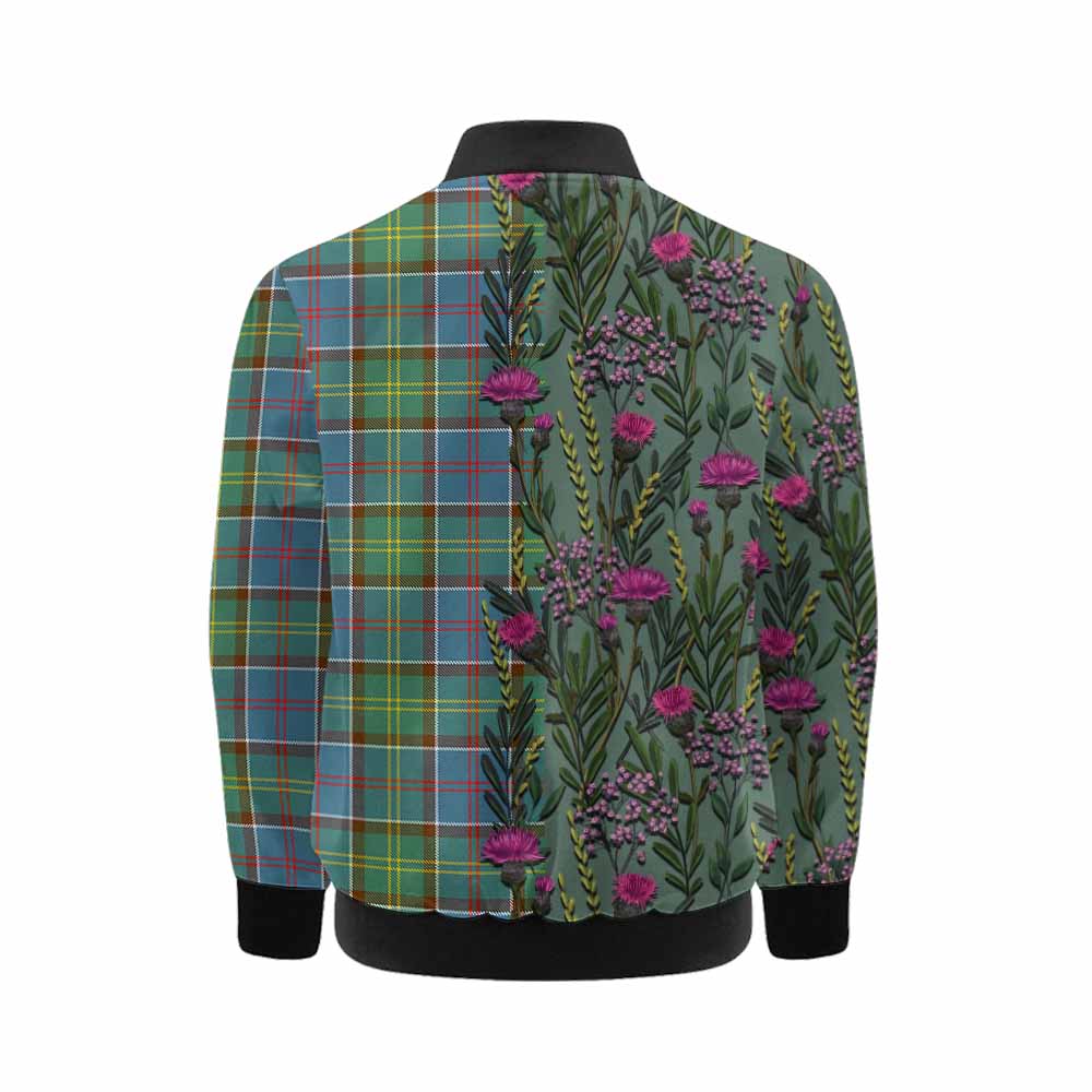 Colville Family Crest Tartan Kid Bomber Jacket Scottish Thistle Flower Pattern Half Style - Tartan Vibes Clothing