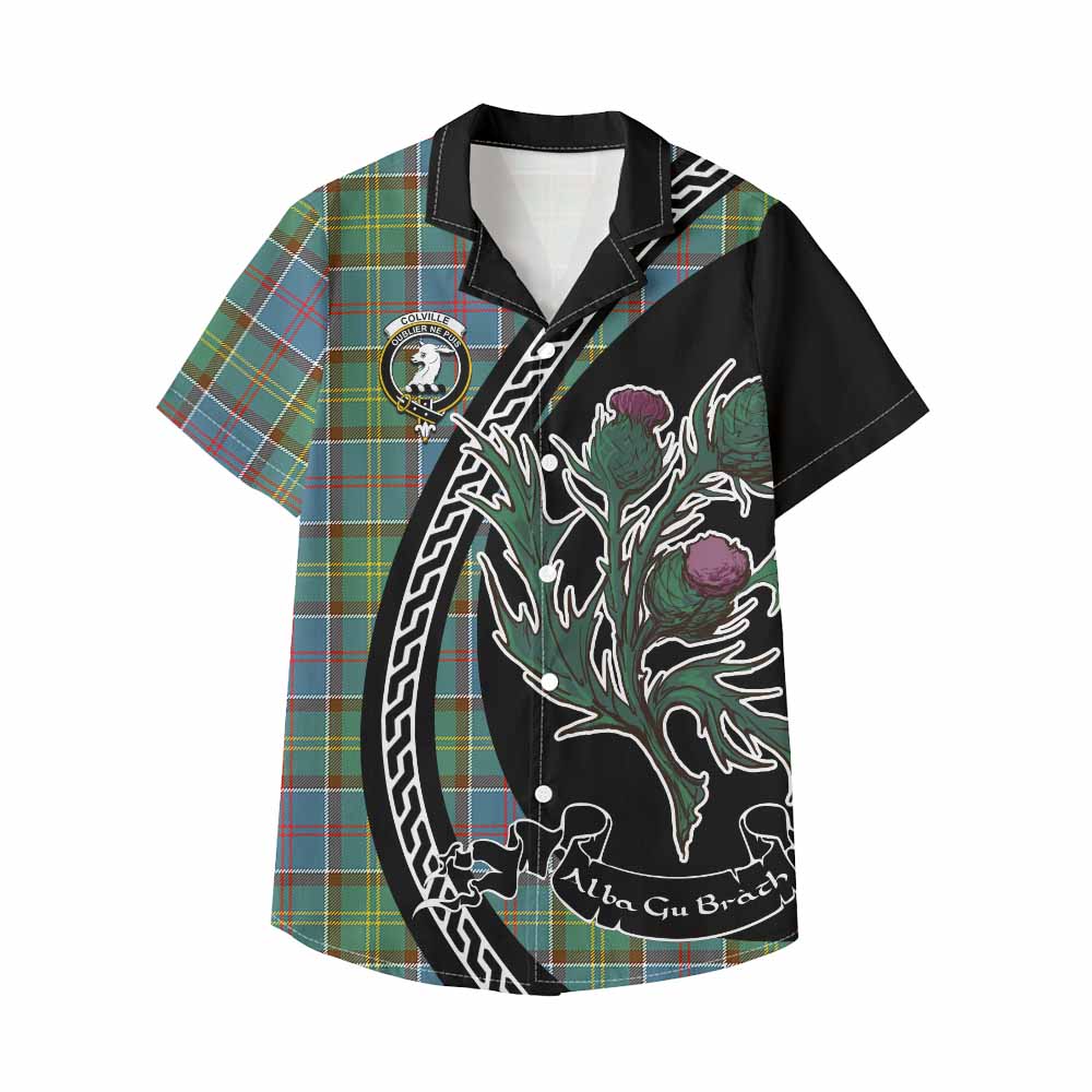 Colville Family Crest Tartan Kid Hawaiian Shirt Alba Thistle Inspired - Tartan Vibes Clothing