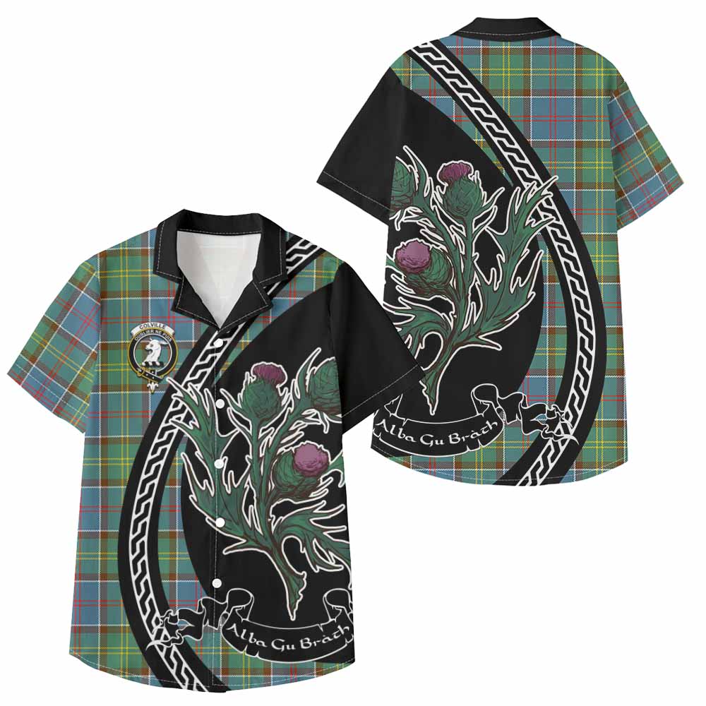 Colville Family Crest Tartan Kid Hawaiian Shirt Alba Thistle Inspired - Tartan Vibes Clothing