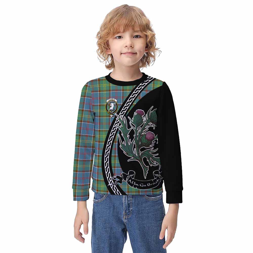 Colville Family Crest Tartan Kid Knitted Sweatshirt Alba Thistle Inspired - Tartan Vibes Clothing