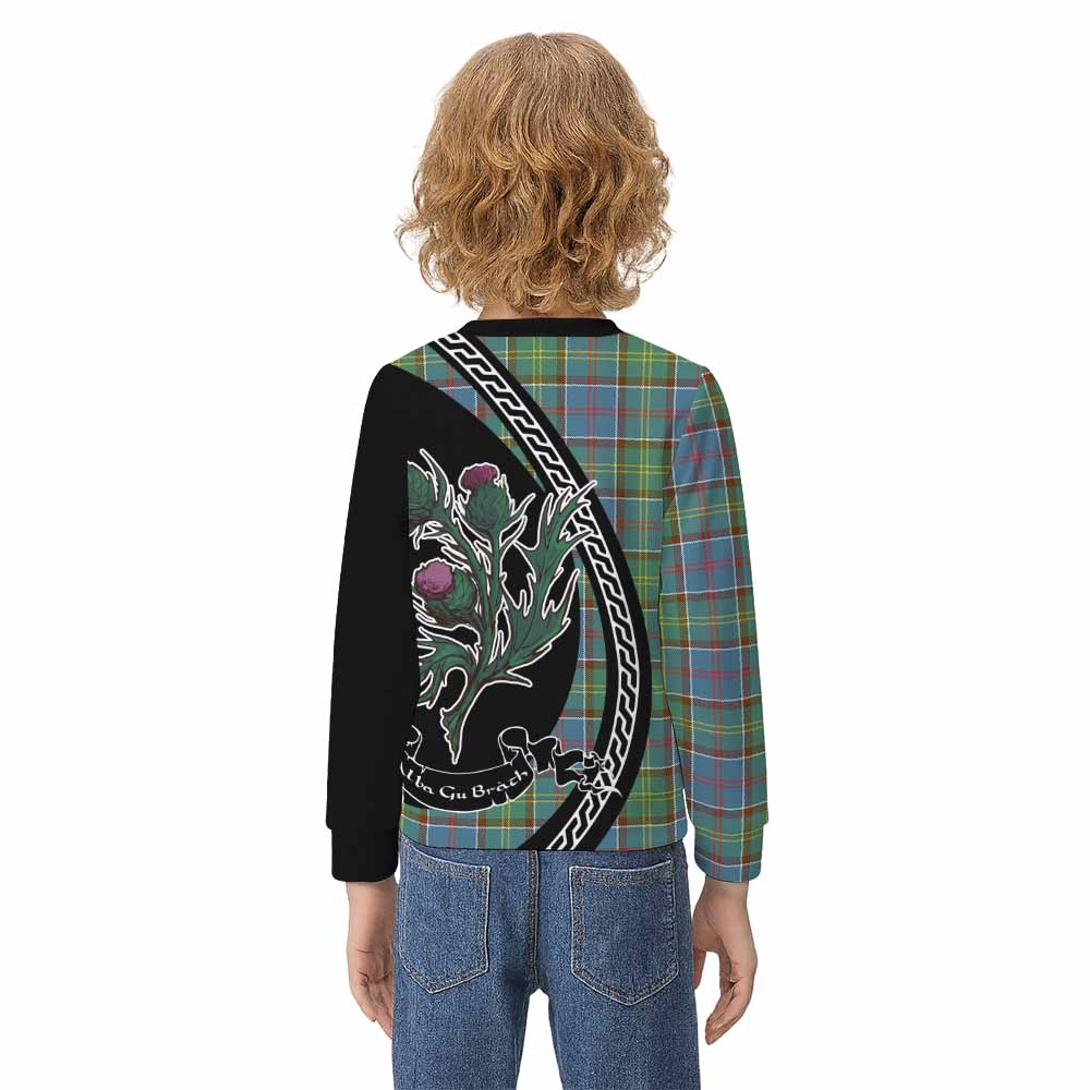 Colville Family Crest Tartan Kid Knitted Sweatshirt Alba Thistle Inspired - Tartan Vibes Clothing