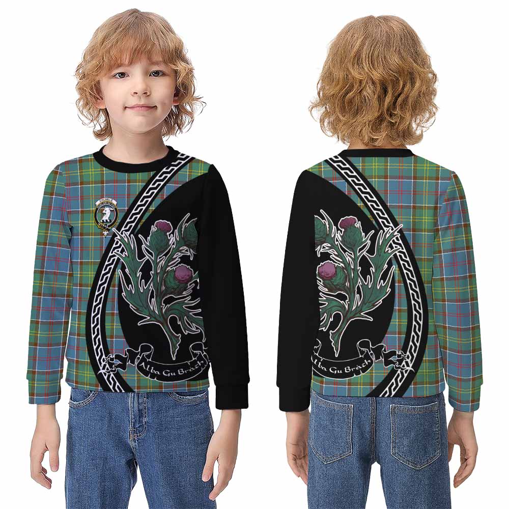 Colville Family Crest Tartan Kid Knitted Sweatshirt Alba Thistle Inspired - Tartan Vibes Clothing