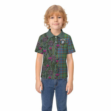 Colville Family Crest Tartan Kid Polo Shirt Scottish Thistle Flower Pattern Half Style - Tartan Vibes Clothing