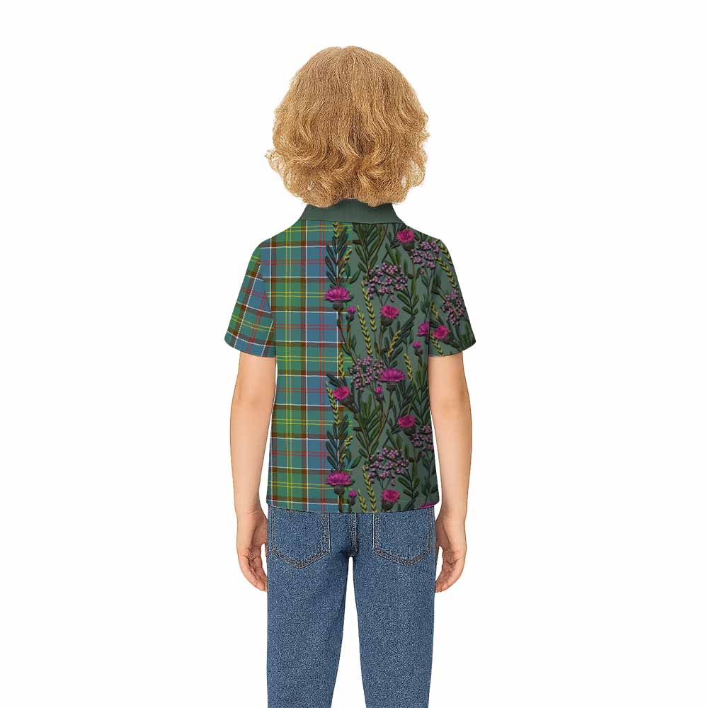 Colville Family Crest Tartan Kid Polo Shirt Scottish Thistle Flower Pattern Half Style - Tartan Vibes Clothing