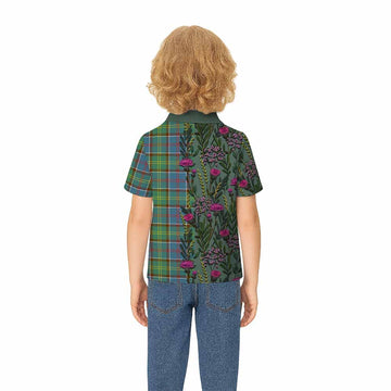 Colville Family Crest Tartan Kid Polo Shirt Scottish Thistle Flower Pattern Half Style - Tartan Vibes Clothing