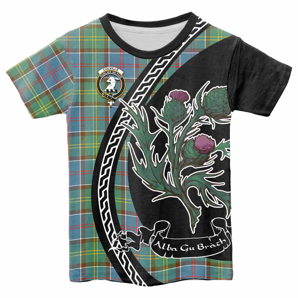 Colville Family Crest Tartan Kid T-shirt Alba Thistle Inspired - Tartan Vibes Clothing