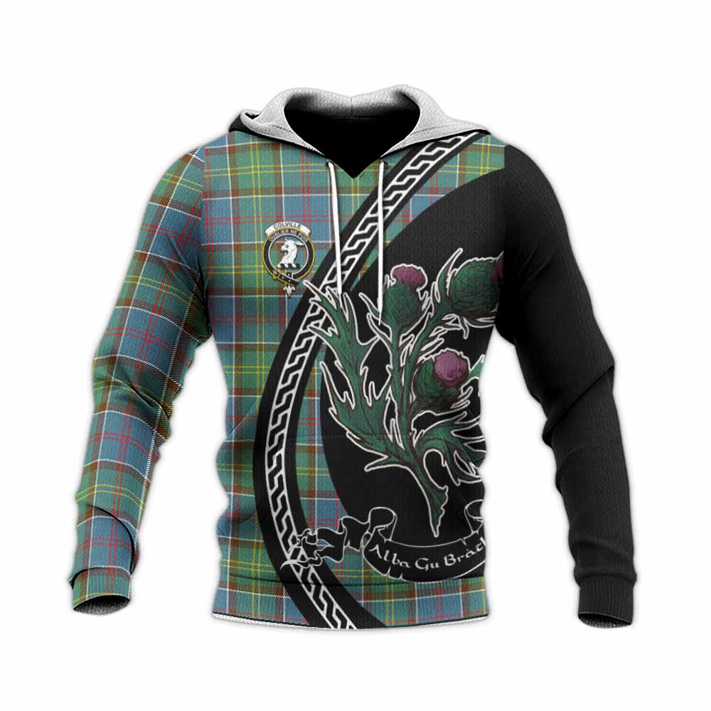 Colville Family Crest Tartan Knitted Hoodie Alba Thistle Inspired - Tartan Vibes Clothing