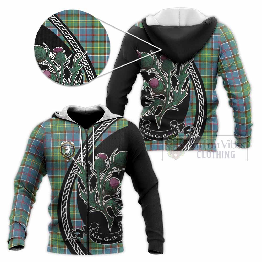 Colville Family Crest Tartan Knitted Hoodie Alba Thistle Inspired - Tartan Vibes Clothing