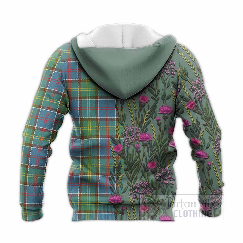 Colville Family Crest Tartan Knitted Hoodie Scottish Thistle Flower Pattern Half Style - Tartan Vibes Clothing