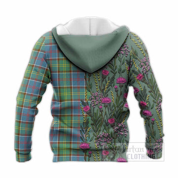 Colville Family Crest Tartan Knitted Hoodie Scottish Thistle Flower Pattern Half Style