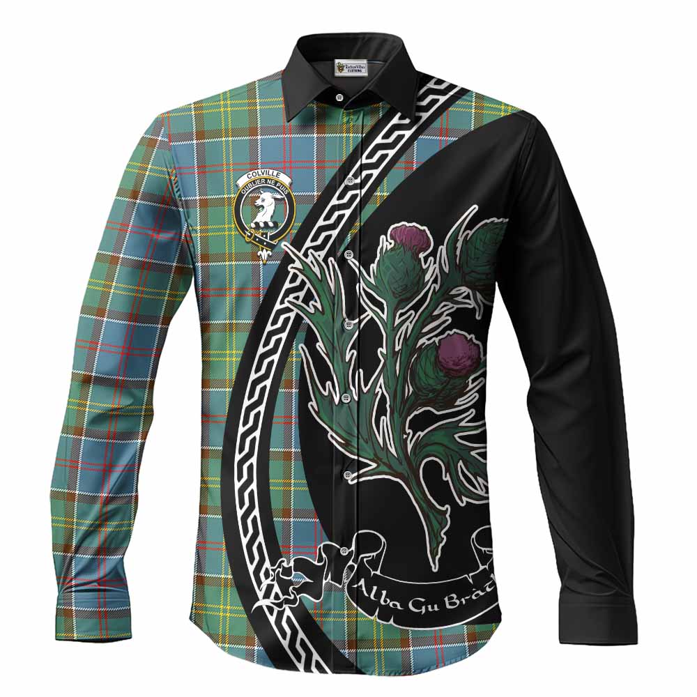 Colville Family Crest Tartan Long Sleeve Button Shirts Alba Thistle Inspired - Tartan Vibes Clothing