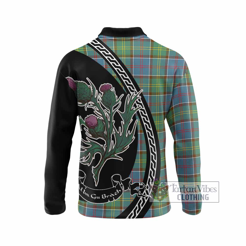 Colville Family Crest Tartan Long Sleeve Polo Shirt Alba Thistle Inspired - Tartan Vibes Clothing