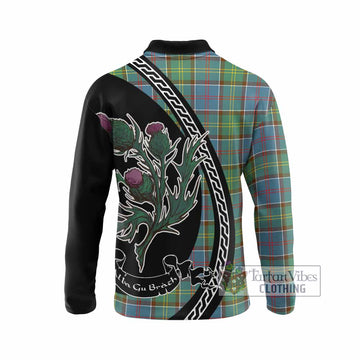 Colville Family Crest Tartan Long Sleeve Polo Shirt Alba Thistle Inspired - Tartan Vibes Clothing