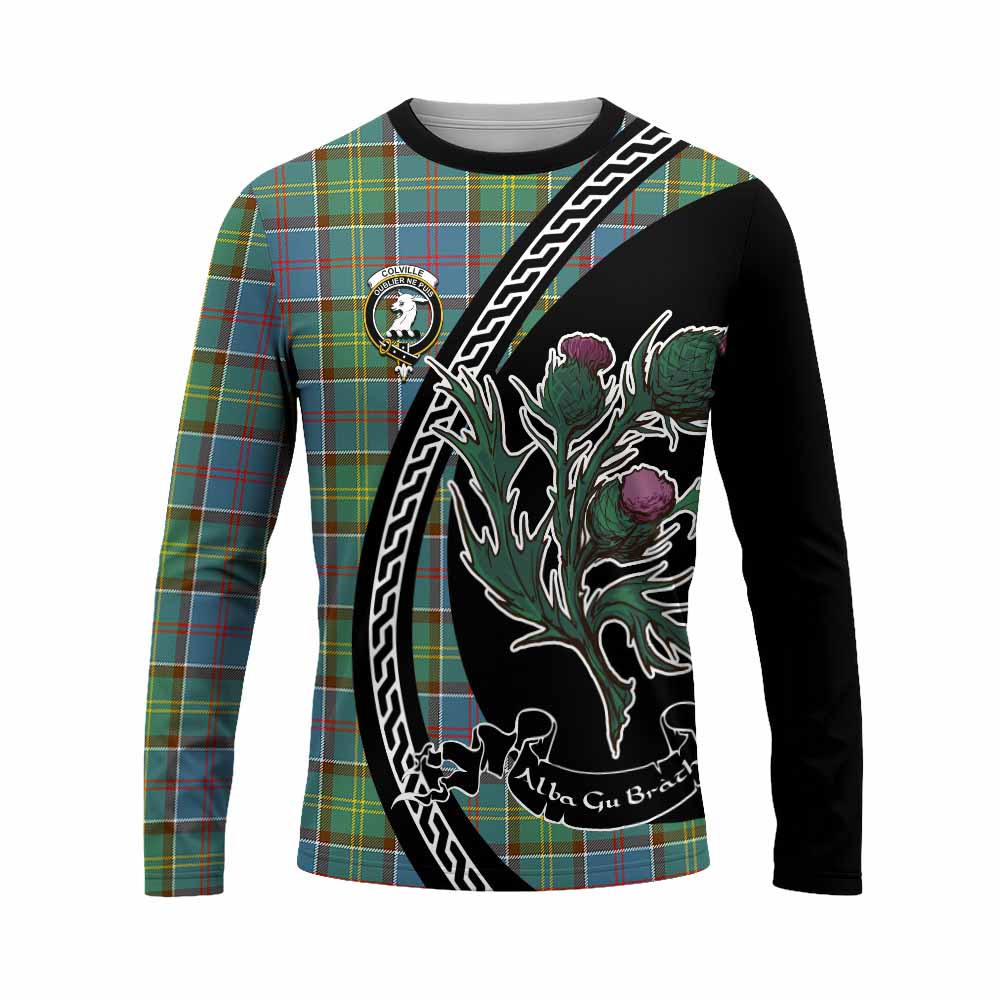 Colville Family Crest Tartan Long Sleeve T-Shirt Alba Thistle Inspired - Tartan Vibes Clothing