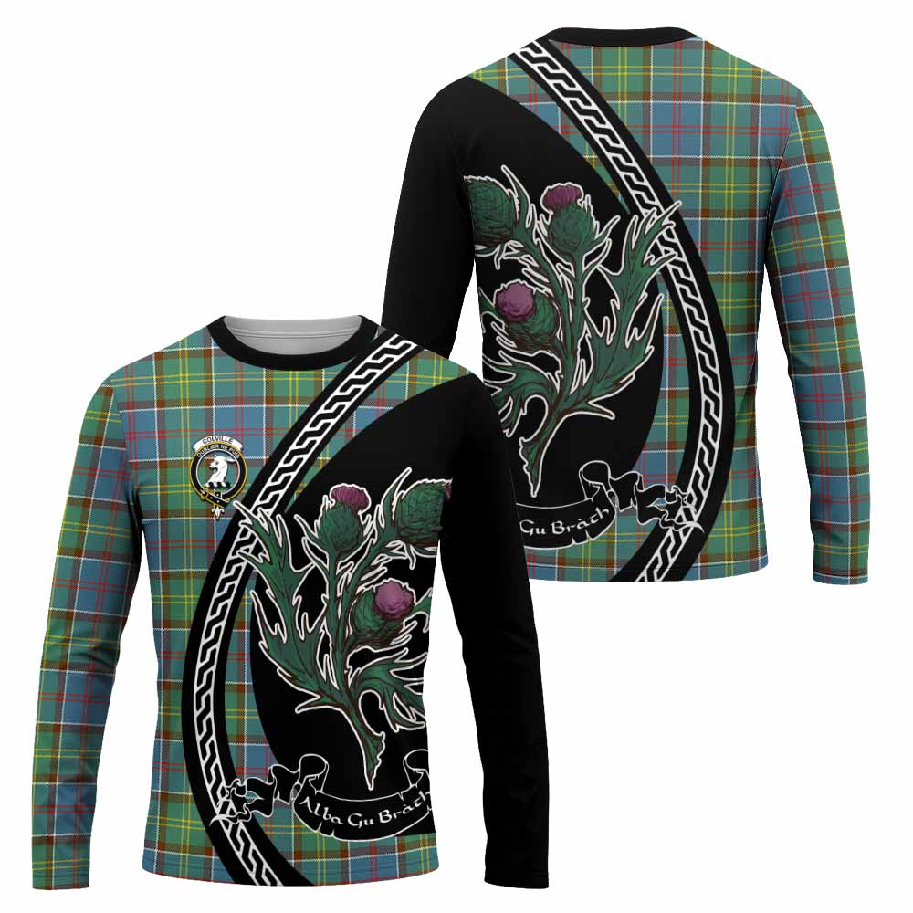 Colville Family Crest Tartan Long Sleeve T-Shirt Alba Thistle Inspired - Tartan Vibes Clothing